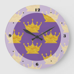 Golden Crowns Large Clock
