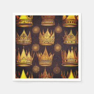 Golden Crowns Pattern Napkins