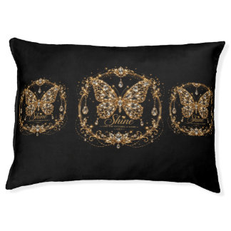 Golden Crystal Butterfly Shine Luxury Jewelry Art Pet Bed