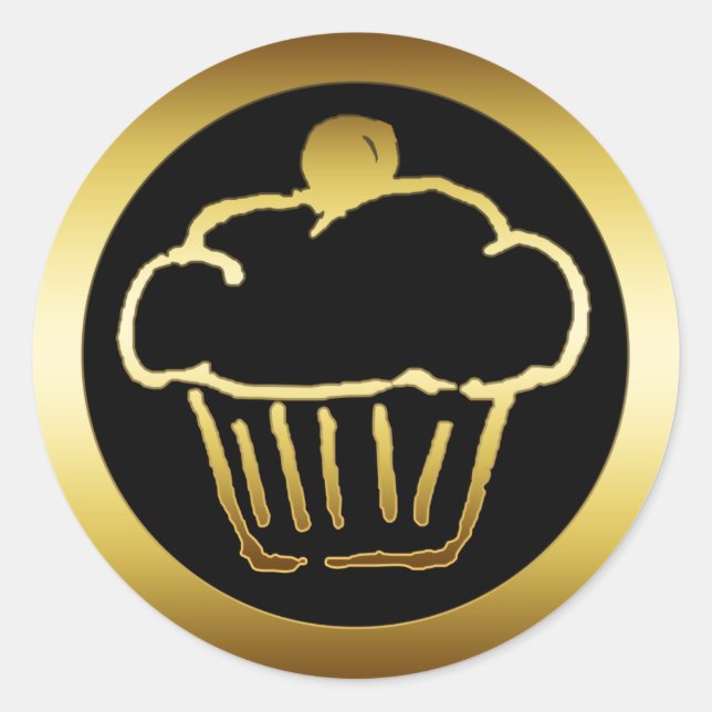 GOLDEN CUPCAKE CLASSIC ROUND STICKER (Front)