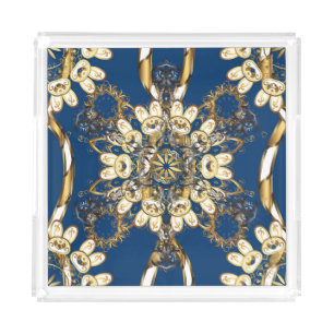 Golden Curls, Oriental Vintage Pattern. Acrylic Tray