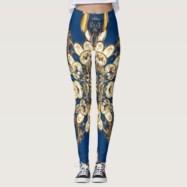 Golden Curls, Oriental Vintage Pattern. Leggings (Front)