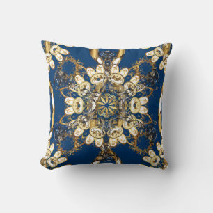 Golden Curls, Oriental Vintage Pattern. Throw Pillow