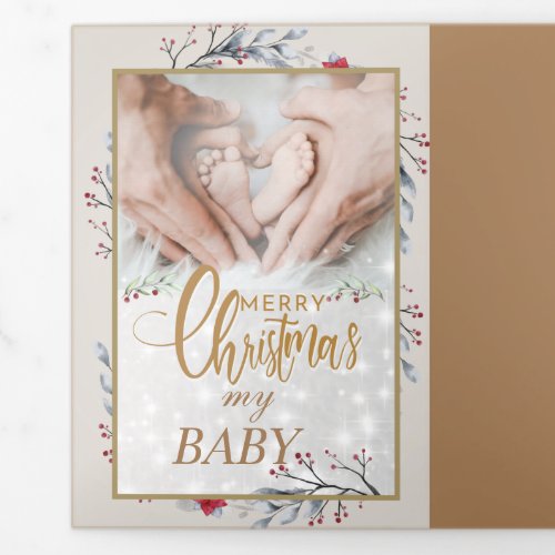 Golden Custam Baby Merry Christmas Tri_Fold Holiday Card
