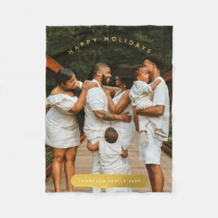 Golden Custom Photo Family Christmas Fleece Blanket