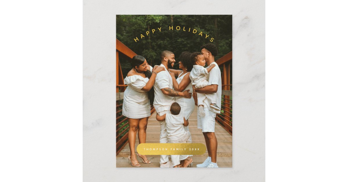 Golden Custom Photo Family Christmas Holiday Postcard Zazzle — free download