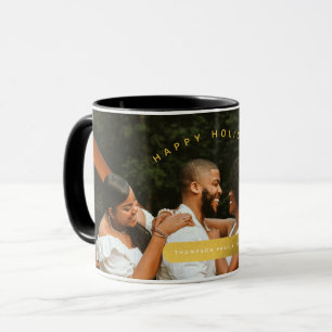Golden Custom Photo Family Christmas Mug