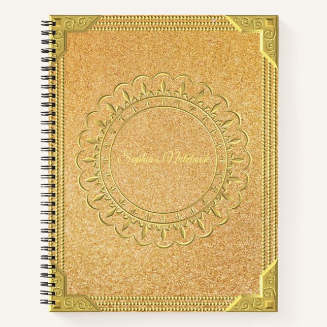 Golden Customizable Baroque Notebook (Front)