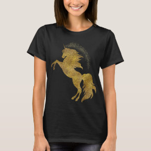 Golden Cute Glitter Beautiful Unicorn T Gold Tee 8