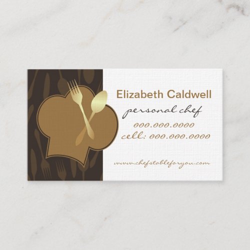 Golden Cutlery &amp; Chef's Hat Personal Chef Biz Card Business Card