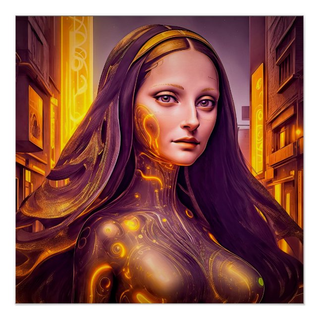 Golden Cyborg Mona Lisa Poster (Front)