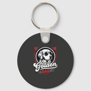Golden Dad Golden Retriever Sunglasses Design Keychain
