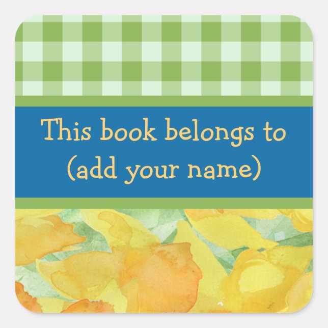 Golden Daffodils and Gingham Bookplates (Front)