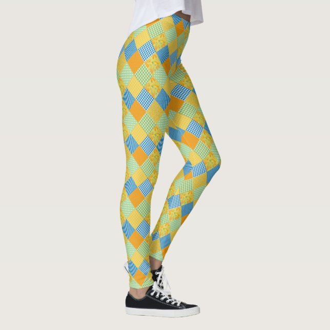 Golden Daffodils Faux Patchwork to Customize Leggings (Right)