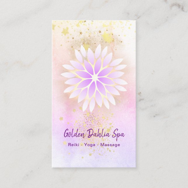 *~* Golden Dahlia Pastel Pink Lavender AP2 Business Card (Front)