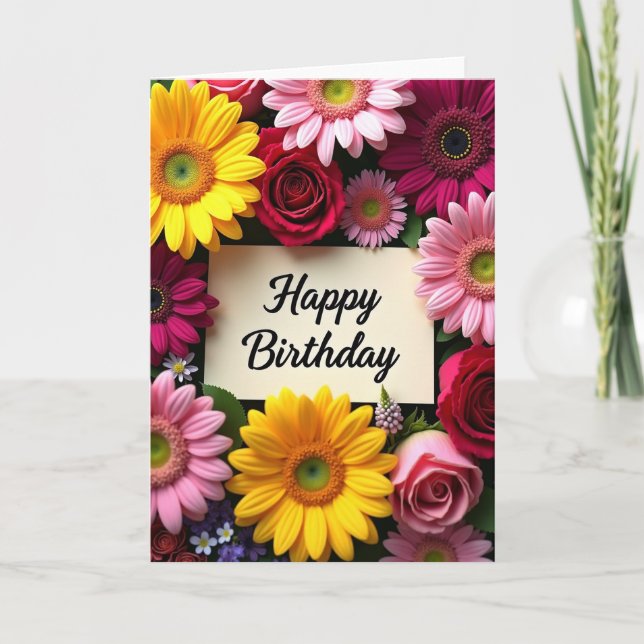 Golden Daisy Birthday Card (Front)