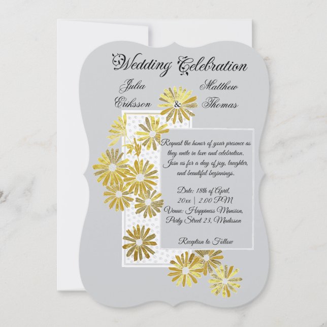 Golden Daisy Dream Elegance Romance Vintage Chic Invitation (Front)