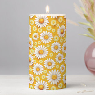 Golden Daisy Garden Pillar Candle
