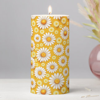 Golden Daisy Garden Pillar Candle