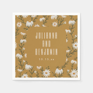 Golden Daisy Wildflower Boho Wedding Floral Names Napkins