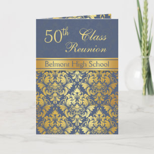 Golden damask 50th Class Reunion Greeting Card