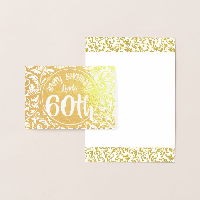 Golden Damask 60th Birthday Personalized HGC Foil Card (Display)