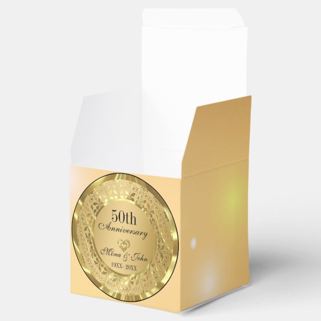 Golden Damask Anniversary Favor Boxes (Opened)