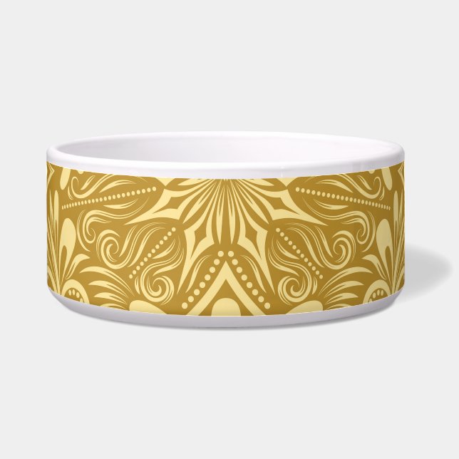 Golden Damask Baroque Floral Pattern Bowl (Front)