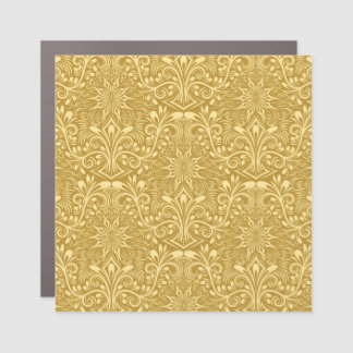Golden Damask Baroque Floral Pattern Car Magnet