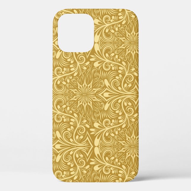 Golden Damask Baroque Floral Pattern Case-Mate iPhone Case (Back)