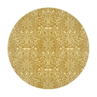 Golden Damask Baroque Floral Pattern Cutting Board