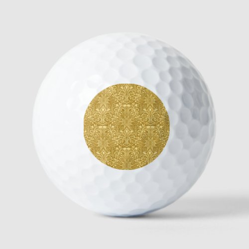 Golden Damask Baroque Floral Pattern Golf Balls