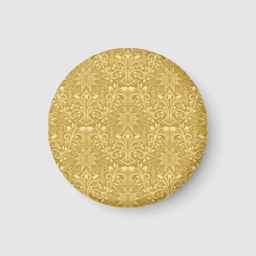 Golden Damask Baroque Floral Pattern Magnet