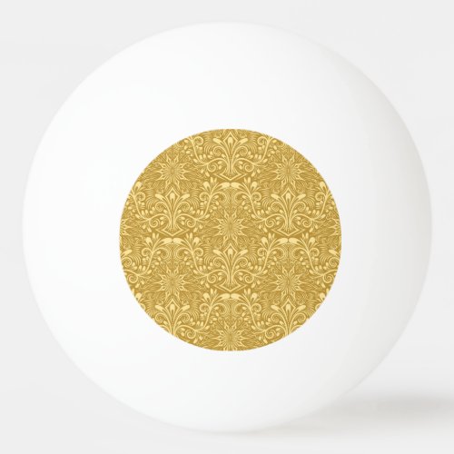 Golden Damask Baroque Floral Pattern Ping Pong Ball
