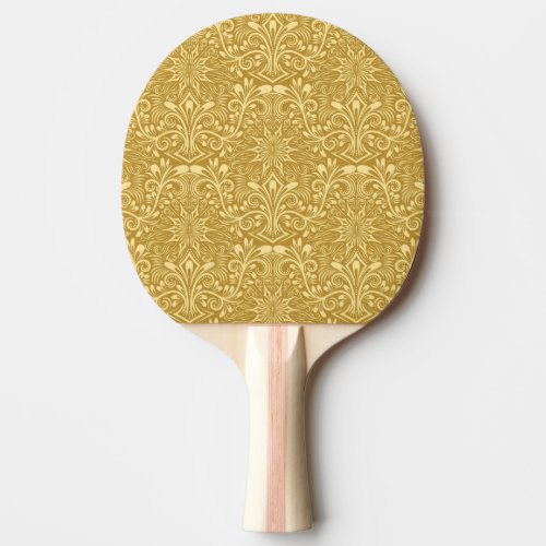 Golden Damask Baroque Floral Pattern Ping Pong Paddle