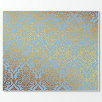 Emerald Green Glam Damask Pattern Wrapping Paper, Zazzle