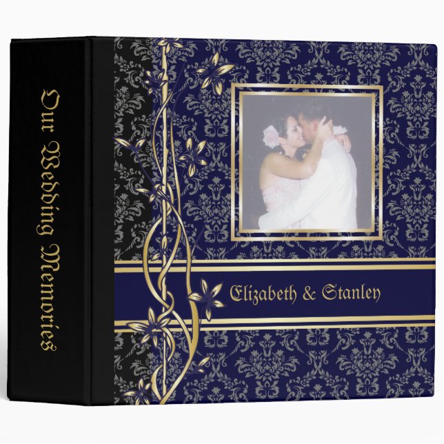 Golden Damask Luxury Wedding Binder (Front/Spine)