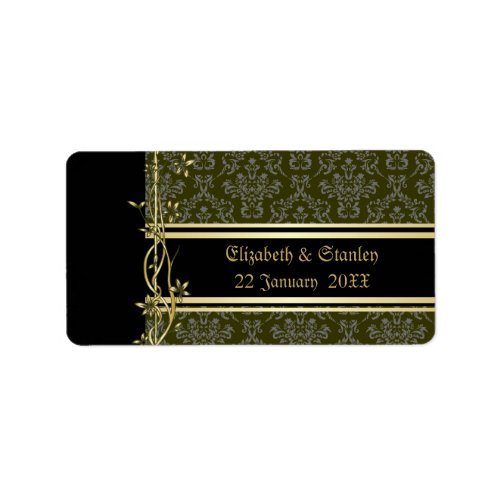 Golden Damask Luxury Wedding Favor Address Label