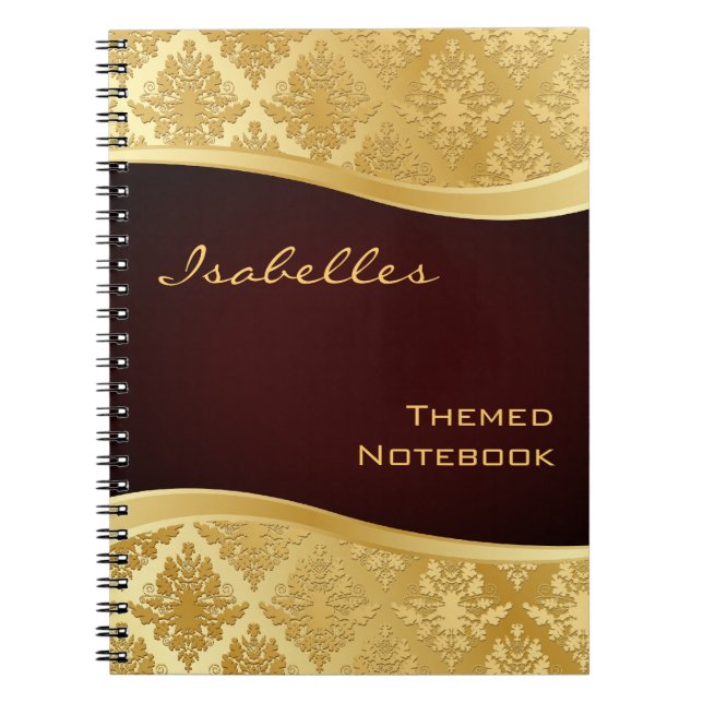 Golden Damask Wave Notebook (Front)