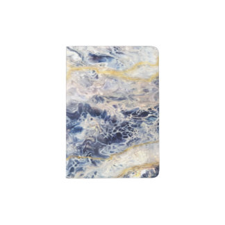 Golden Dark Abstract Marble Background Passport Holder