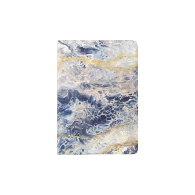 Golden Dark Abstract Marble Background Passport Holder (Front)