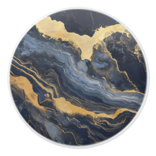 Golden Dark Blue Marble Pattern Ceramic Knob
