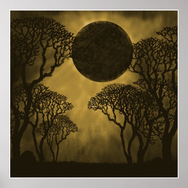 Golden Dark Forest Eclipse Poster (Front)