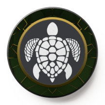 Golden Dark green geometric Design Turtle