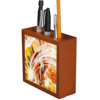 Golden Dark Swirl Desk Organizer