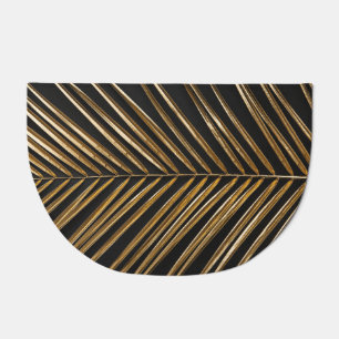 Golden Date Palm Leaf: Black Minimalist Doormat