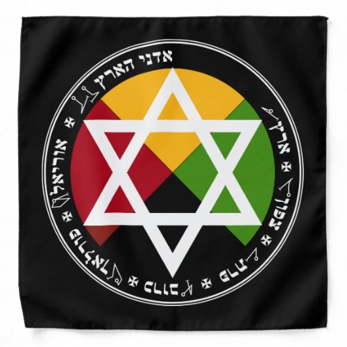 Golden Dawn Earth Pentacle on Black Bandana