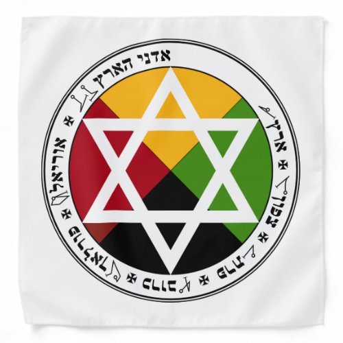 Golden Dawn Earth Pentacle on White Bandana