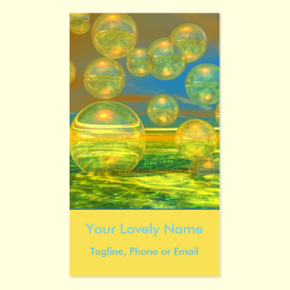 Golden Days, Yellow and Azure Tranquility Bubbles Double-Sided Standard Business Cards (Pack Of 100)