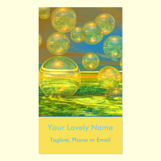 Golden Days, Yellow and Azure Tranquility Bubbles Double-Sided Standard Business Cards (Pack Of 100)